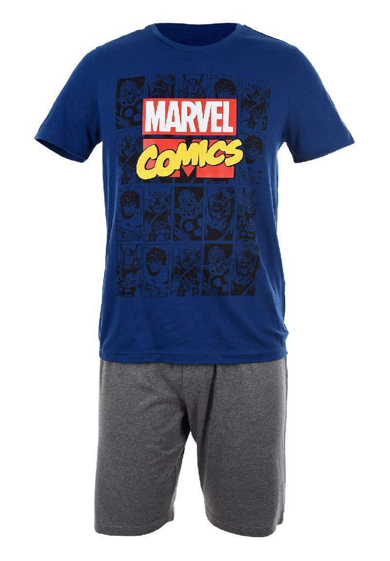 The AVENGERS Shorty Marvel Comics Herren Pyjama kurzarm Nachtwäsche-Set  T-Shirt und Shorts (2 tlg)