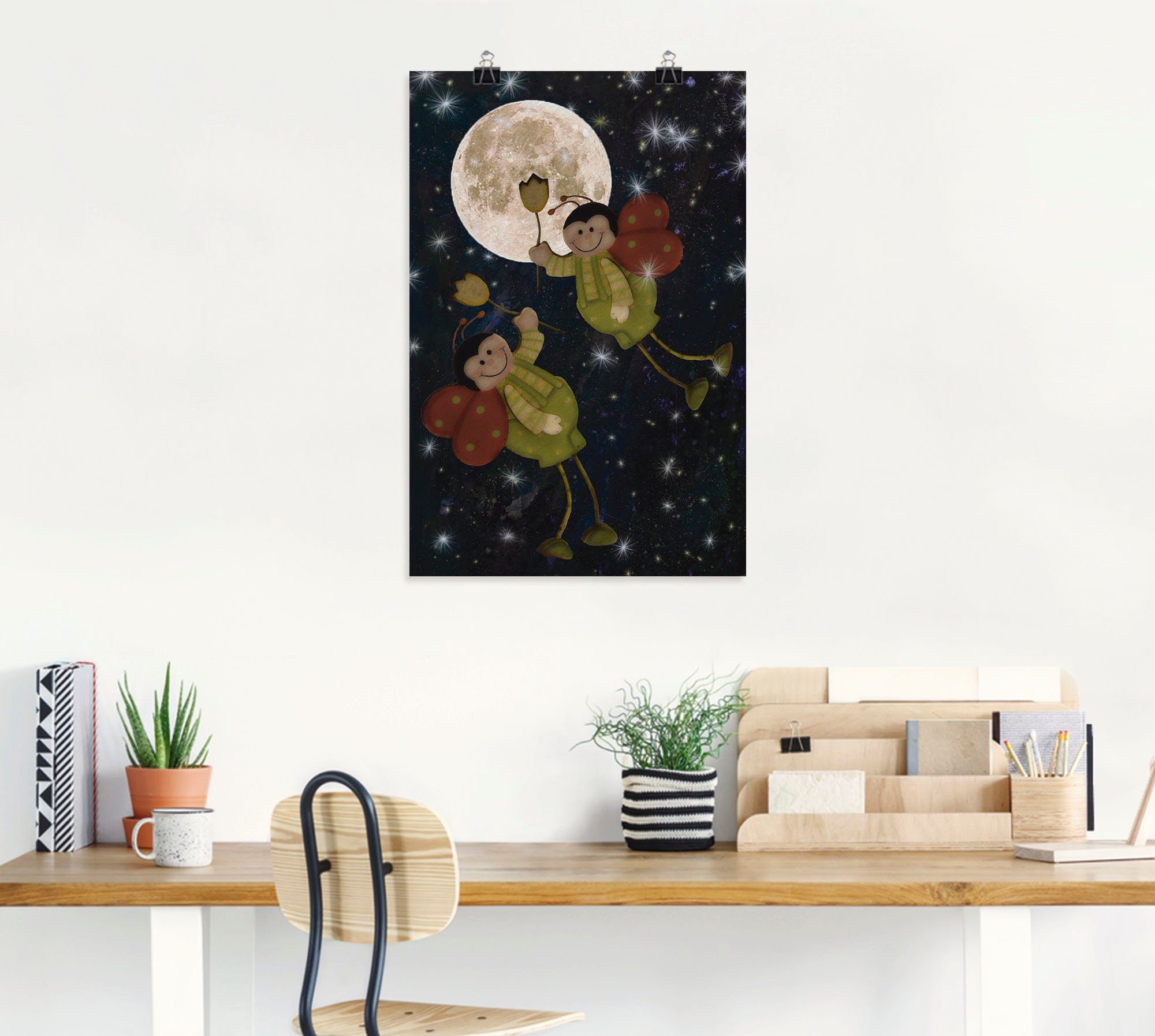 Artland Wandbild Flug zum Mond, Märchenbilder (1 St), als Alubild,  Leinwandbild, Wandaufkleber oder Poster in versch. Größen | Poster