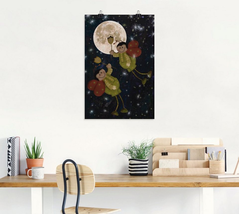 Artland Wandbild Flug zum Mond, Märchenbilder (1 St), als Alubild,  Leinwandbild, Wandaufkleber oder Poster in versch. Größen