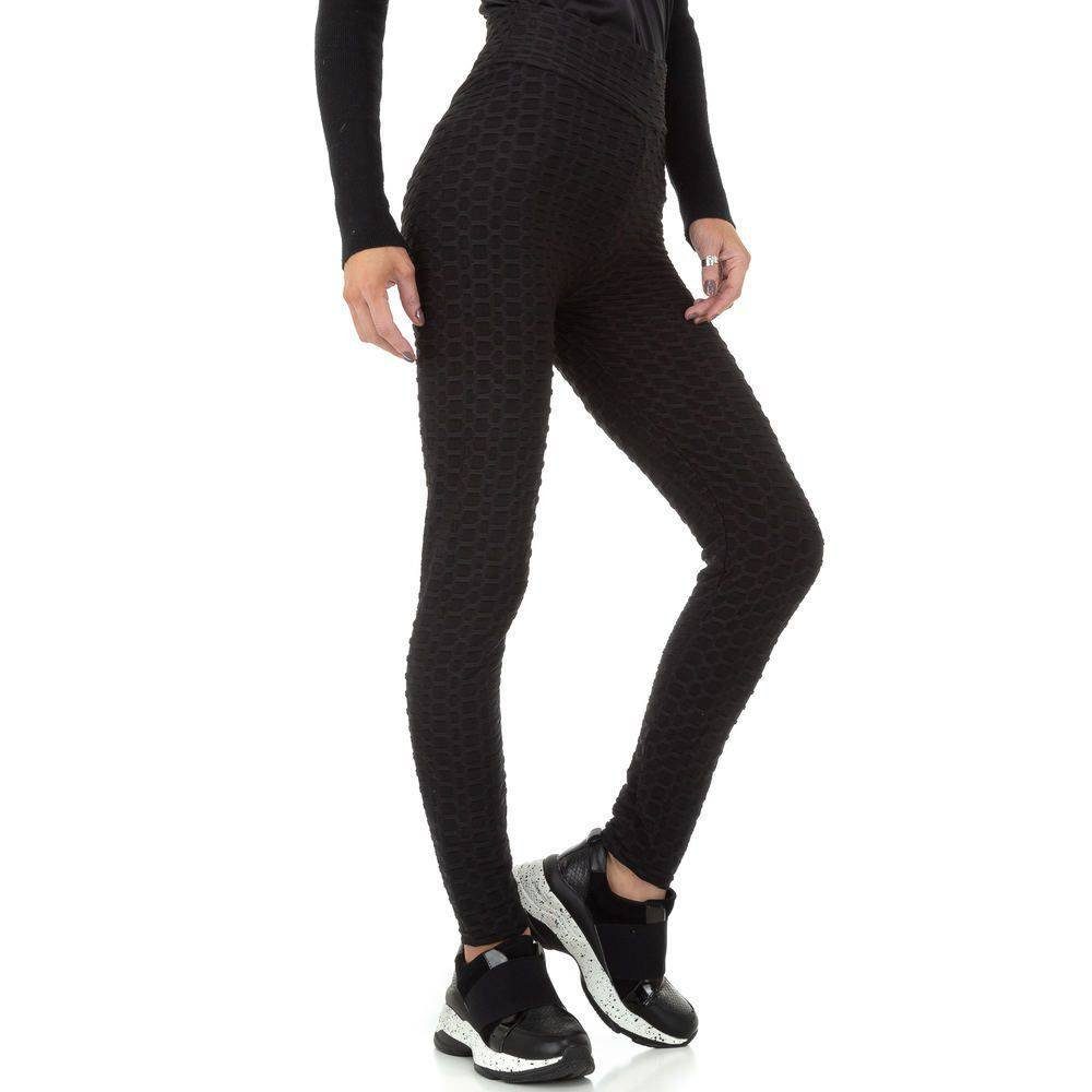 Sport Sportleggings Stretch Schwarz Leggings Damen Ital-Design in