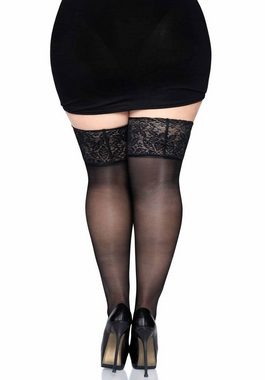 Leg Avenue Halterlose Strümpfe Halterlose Strümpfe mit Spitzen-Bund Plus Size - schwarz