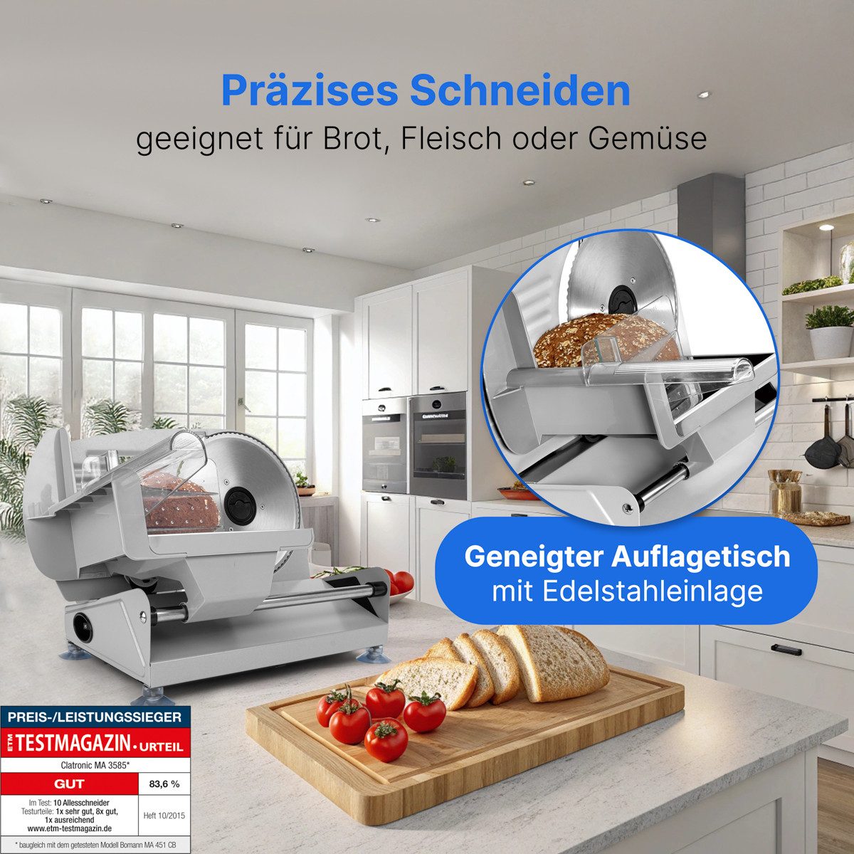 CLATRONIC Allesschneider MA 3585, mit großem Edelstahlmesser (190 mm), 150 W
