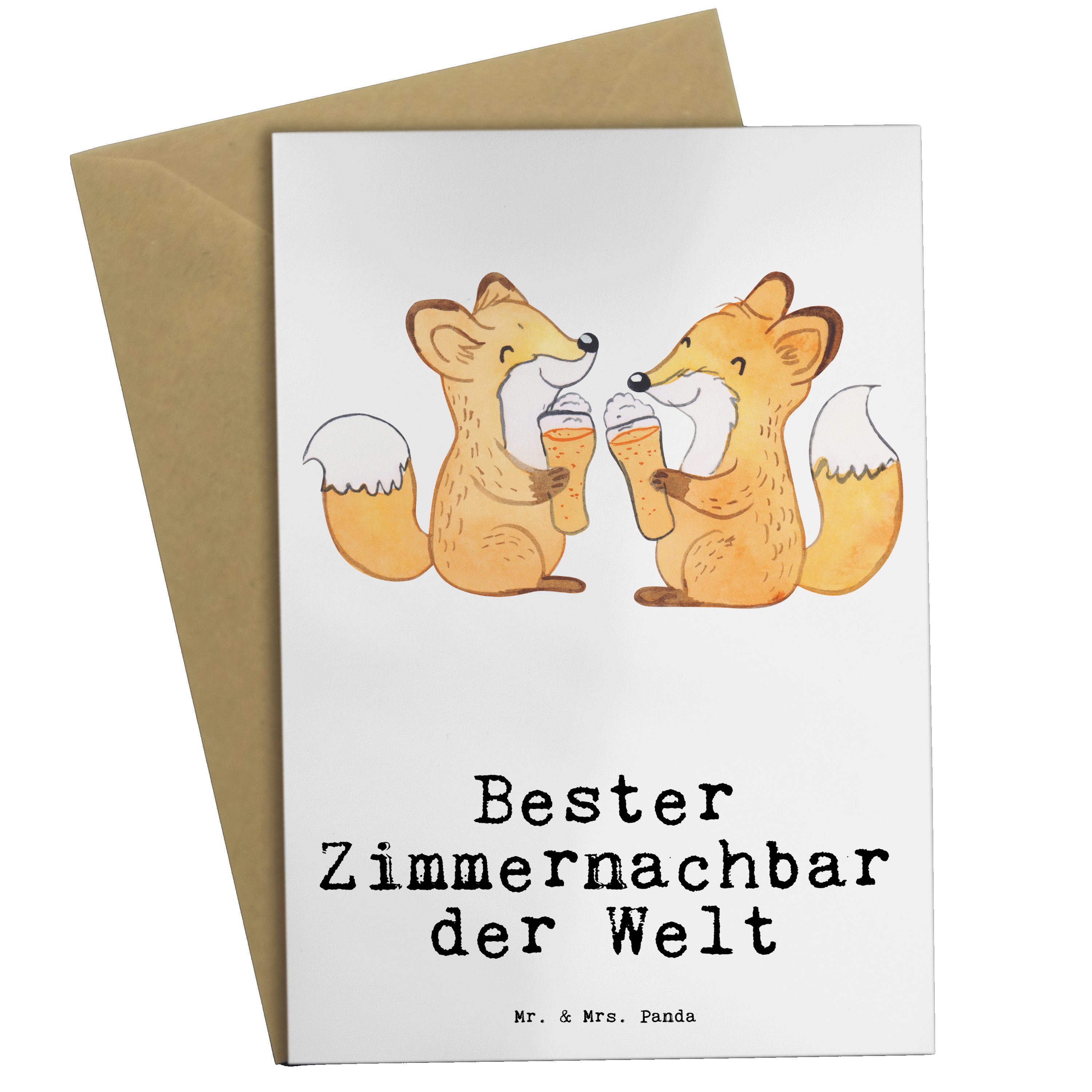 Mr. & der - Geburtstagskar Grußkarte Fuchs Bester Mrs. Welt Panda Weiß Zimmernachbar Geschenk, 