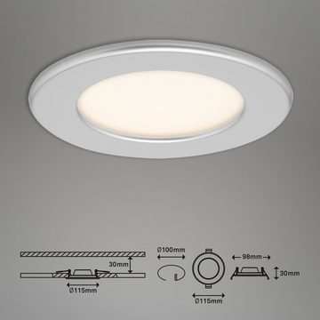Briloner Leuchten LED Einbauleuchte 7053-034, LED fest verbaut, Warmweiß, Einbauleuchte 3er SET für Bad ultraflach IP44