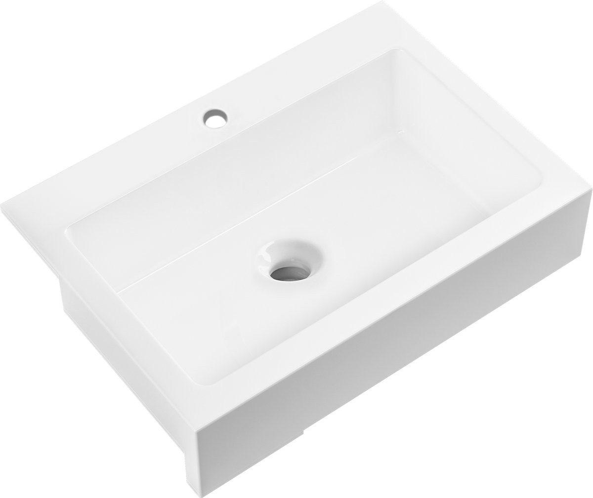 Sapho Küchenspüle ARYA Keramikspüle mit Armaturloch 86x62cm, Weiß, Rechteck, 86/62 cm, Sapho-50186