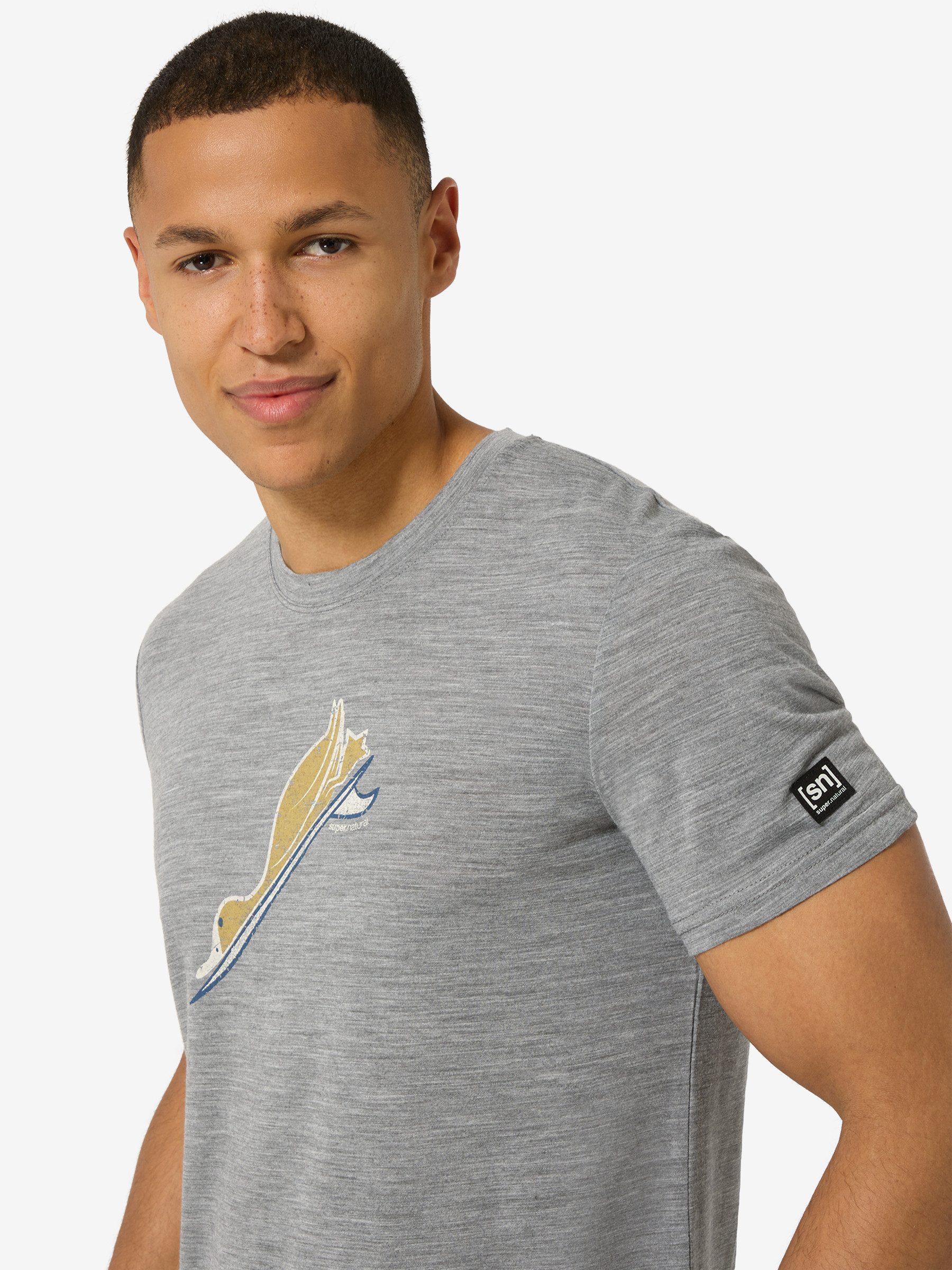 SUPER.NATURAL T-Shirt für Herren,Merino M DUCK DIVE TEE mit Tier-Motiv, atmungsaktiv