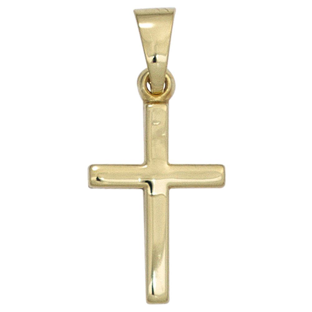Schmuck Krone Kettenanhänger Anhänger Goldkreuz Gold Gold Gelbgold Kreuz Kreuzchen 333 aus Unisex, 8K. 333 17,2mm