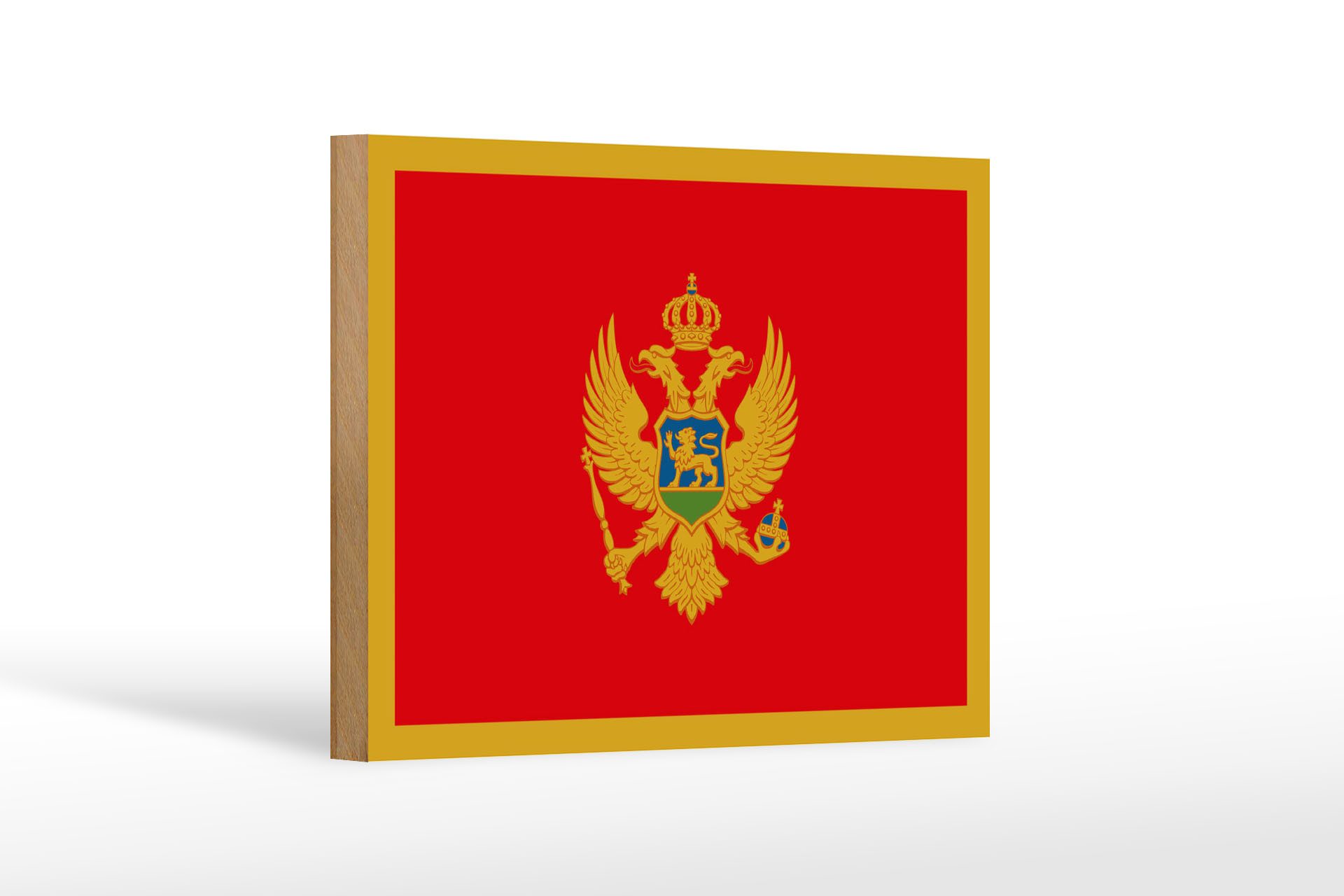 Femer GmbH Holzbild Flagge Montenegros 18x12 cm Flag of Montenegro, Flaggen (1 St), Glatte Holzfaserplatte (MDF), vorn beschichtet