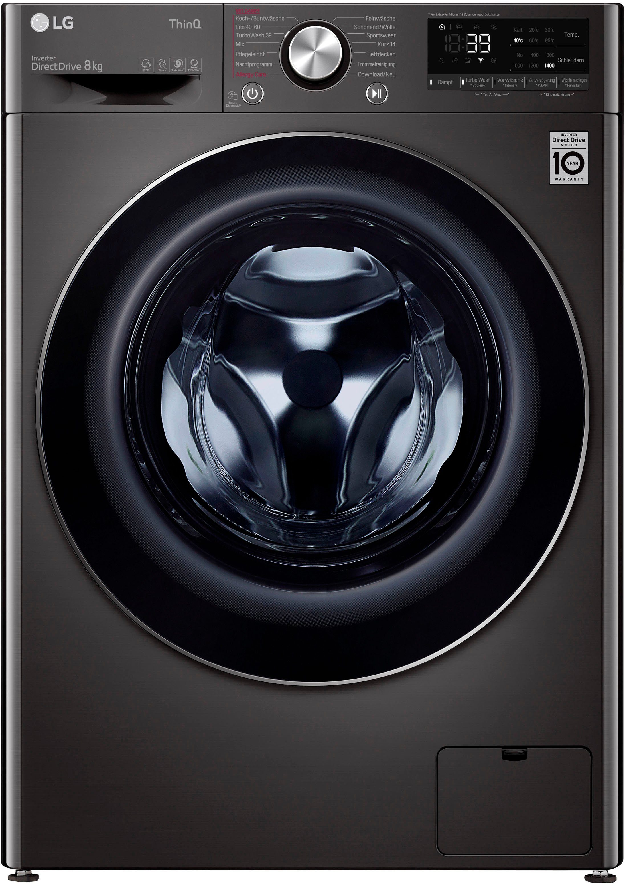 LG Waschmaschine F4WV708P2BA, 8 Dampf U/min, nur Steam: Minuten, mit Programm AllergyCare TurboWash® in kg, 1400 mit speziellem Tiefenreinigung wie Waschen - 39