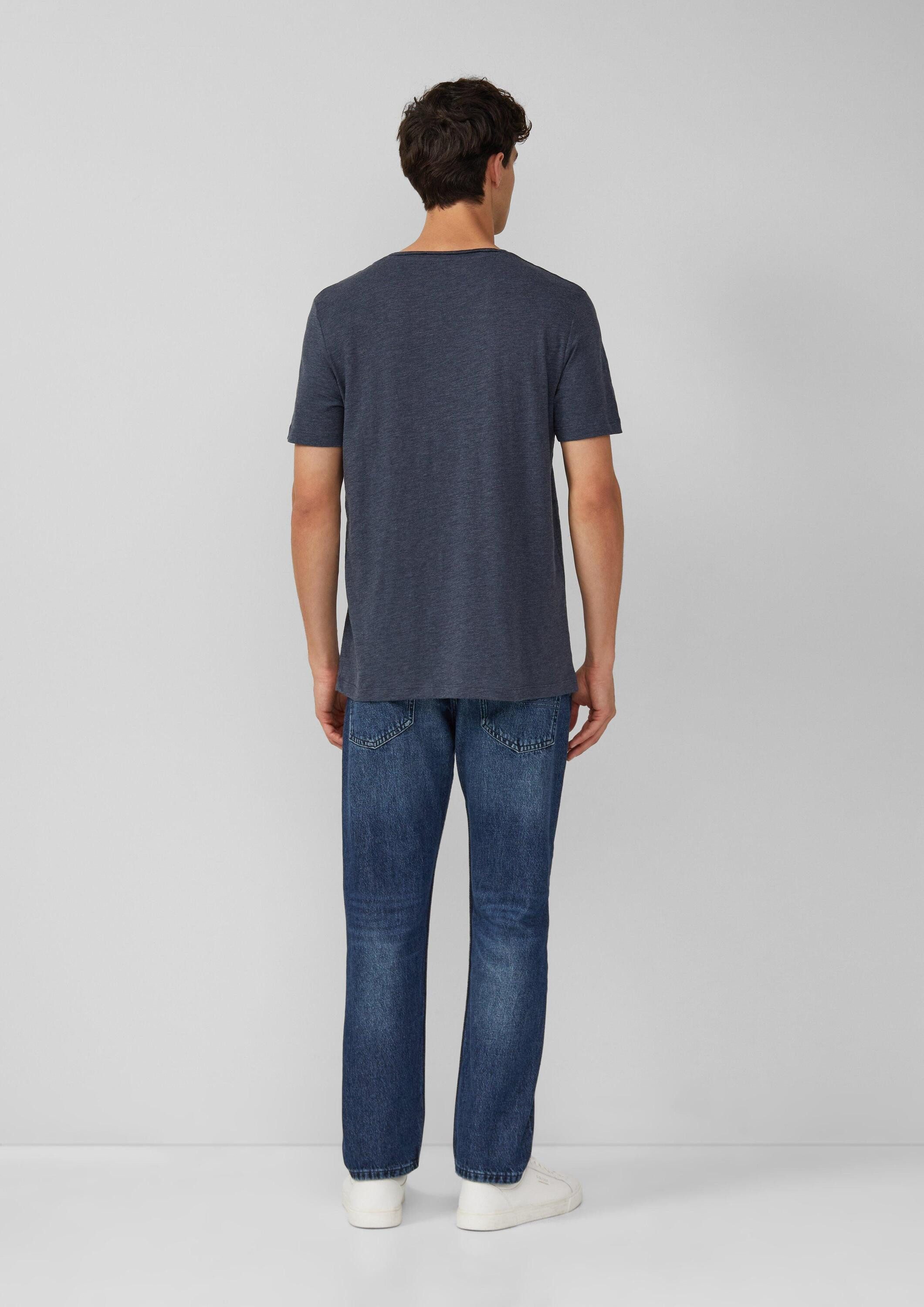 s.Oliver Kurzarmshirt T-Shirt Meliertes T-Shirt mit Rollkante und Frontprin günstig online kaufen