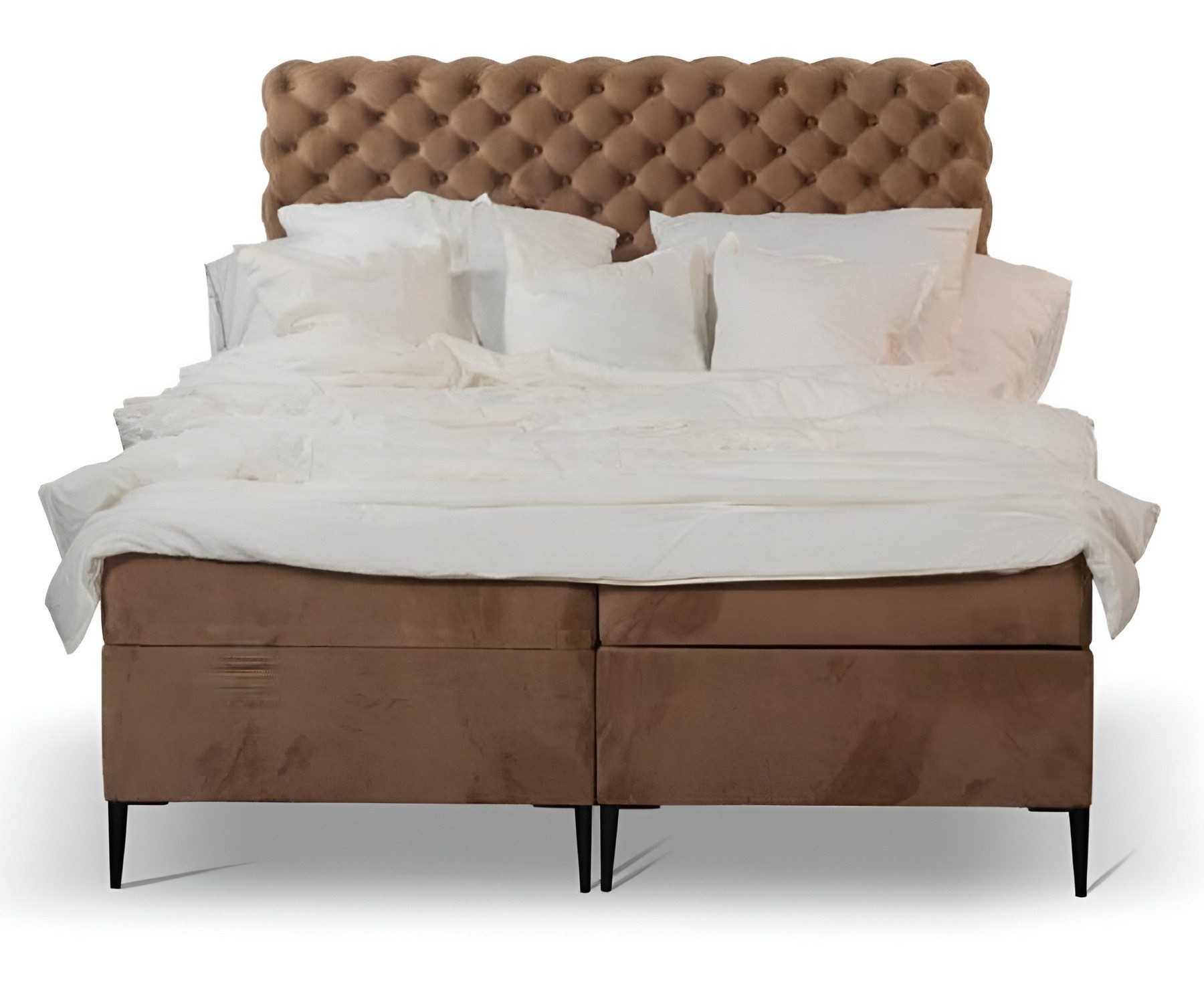 JVmoebel Boxspringbett Schlafzimmer Doppelbett Bett 180cm Matratze Braun moderne Stil Holz (1-St., Bett), Made in Europa