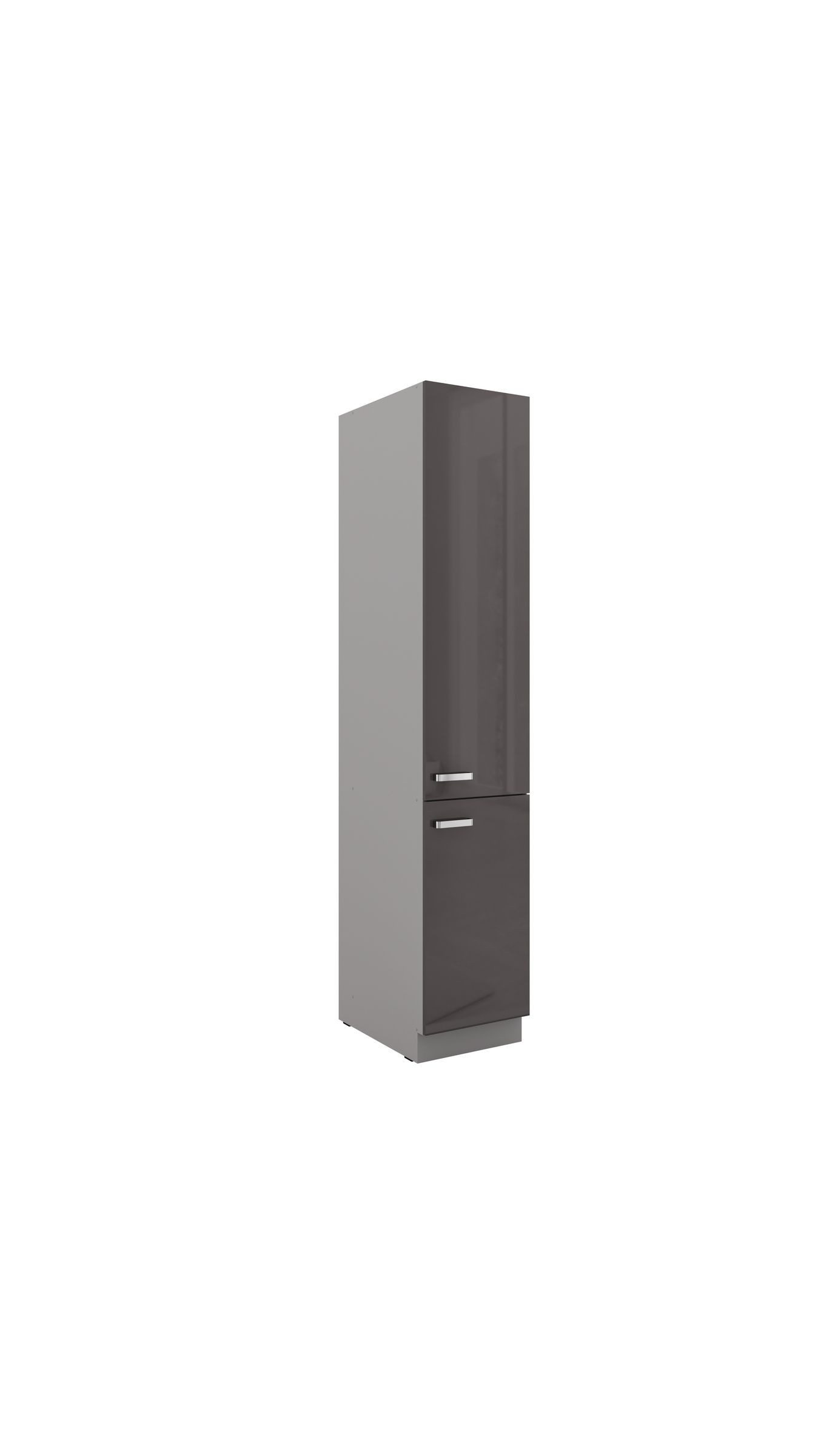 Küchen-Preisbombe Hochschrank 40 cm Küche Bianca Grey Grau Hochglanz Küchenzeile Küchenblock
