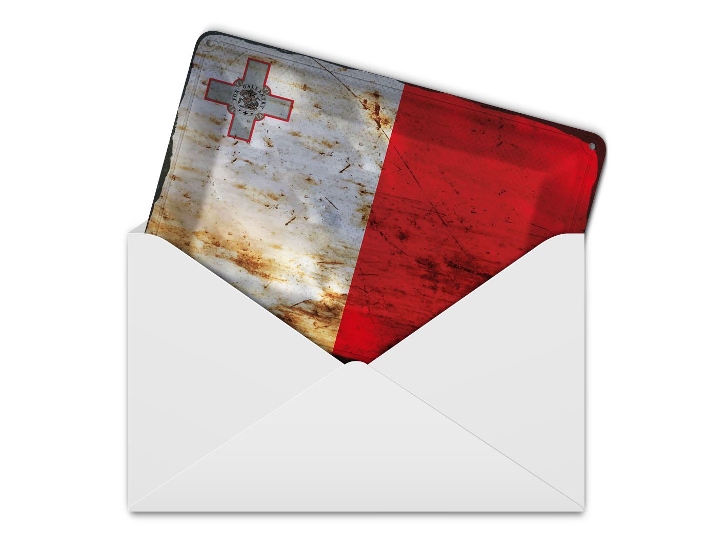 Femer GmbH Postkarte Flagge Malta 14x10 cm Flag of Malta Rost, unfrankiert