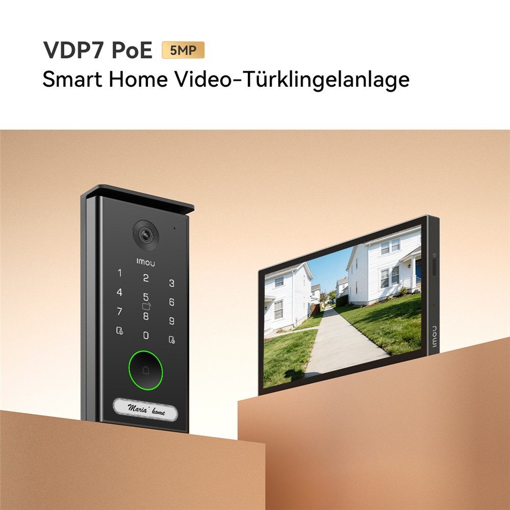 Imou Smart Home Türklingel PoE mit Zwei-Wege-Kommunikation Türsprechanlage mit Kamera (Innenbereich, Außenbereich, 2-tlg., Klingelanlage, Türmonitor, Videosprechanlage mit Türöffner)