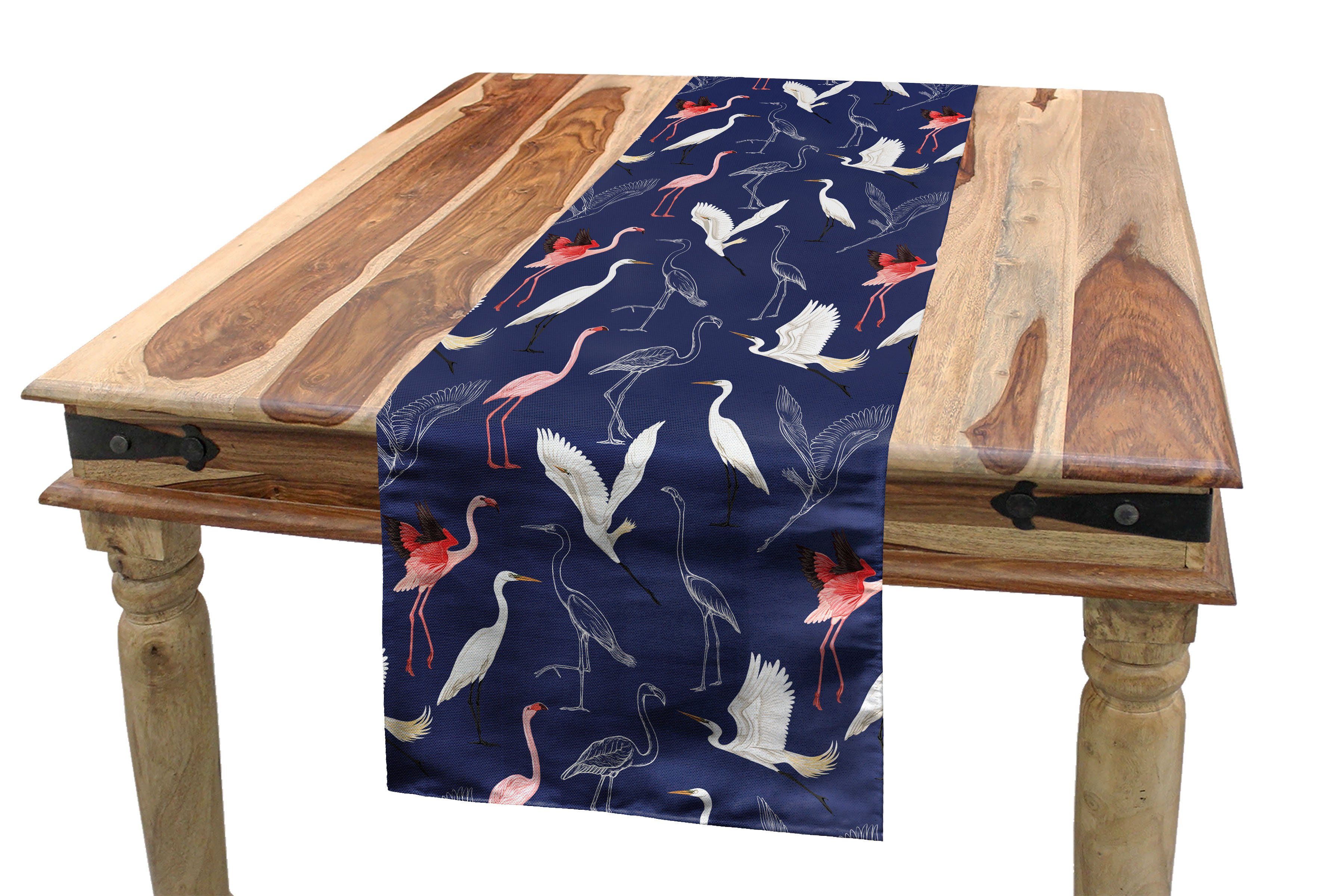 Abakuhaus Tischläufer Esszimmer Küche Rechteckiger Dekorativer Tischläufer, Navy blau Flamingo Heron Pattern