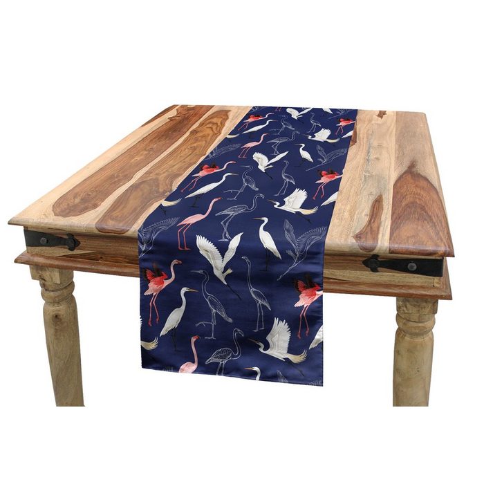 Abakuhaus Tischläufer Esszimmer Küche Rechteckiger Dekorativer Tischläufer Navy blau Flamingo Heron Pattern