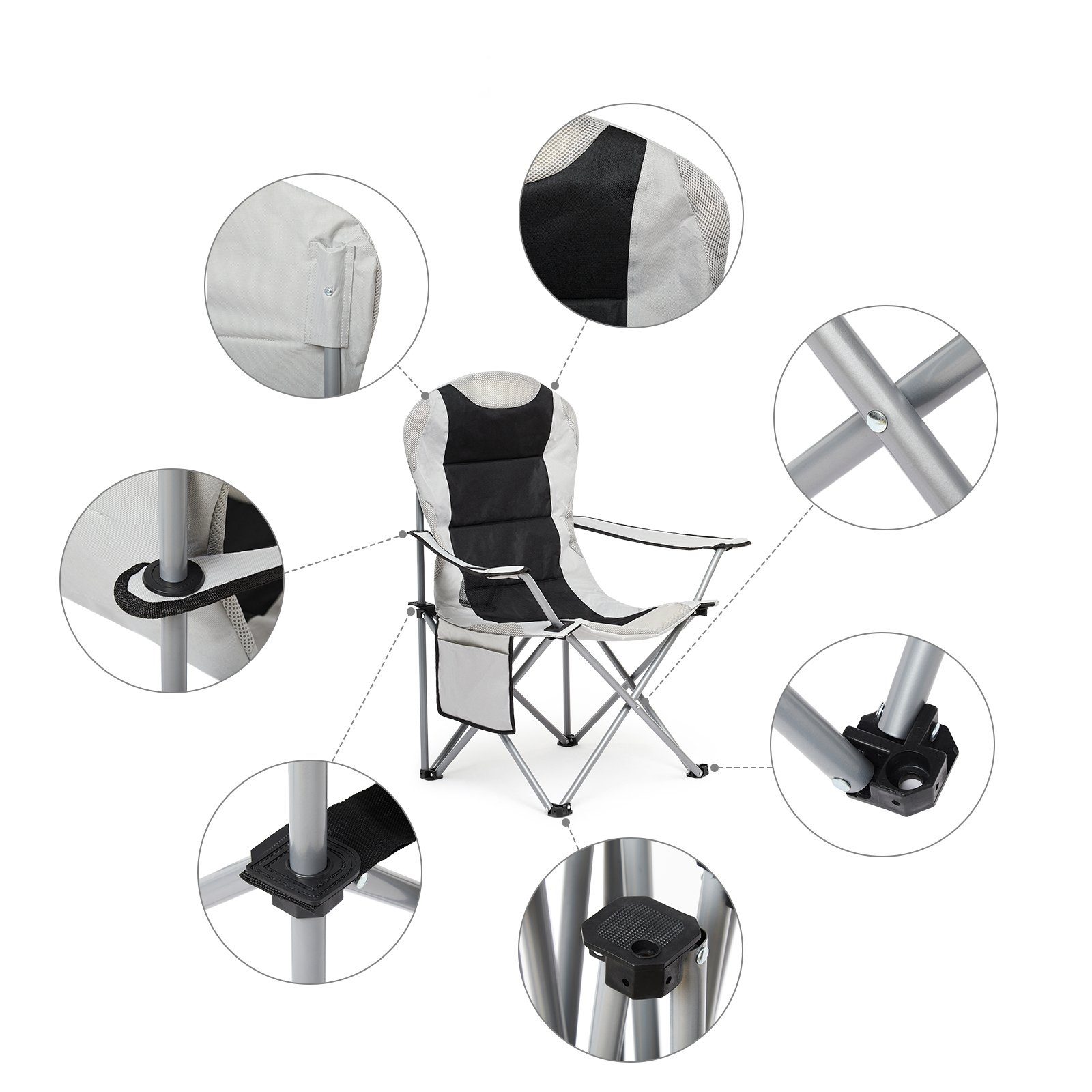 Mondeer Campingstuhl (2er Set) (2 St), Baumwollkissen tragbar