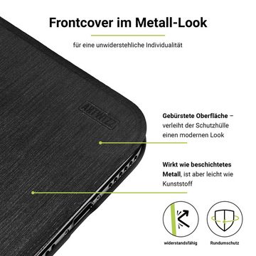 Artwizz Flip Case SmartJacket, Etui Schutzhülle in Metalloptik mit Soft-Touch, Schwarz, iPhone 8 Plus, iPhone 7 Plus