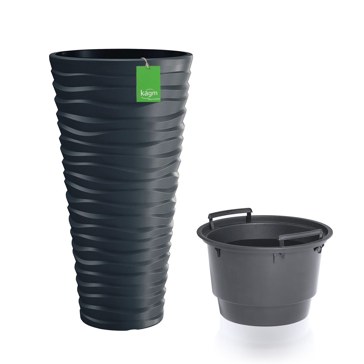 KAGM Pflanzkübel Blumenkübel Pflanzgefäß Wellen-Design 3D-Effekt (inkl. Pfl günstig online kaufen