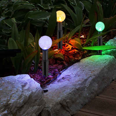 Globo LED Solarleuchte, LED-Leuchtmittel fest verbaut, Solarlampe Außenlampe Steckleuchte 20x LED RGB Farbwechsel