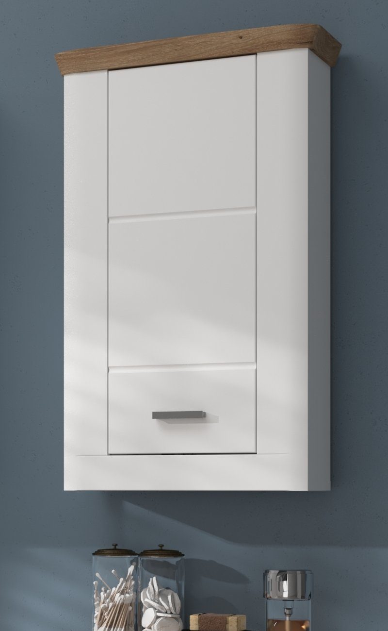xonox.home Hängeschrank Michigan (Badschrank in weiß mit Eiche, 45 x 76 cm) Soft-Close-Funktion | Hängeschränke