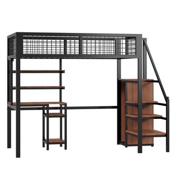 Flieks Hochbett Kinderbett 90x200cm mit Tisch/Leiter/Regal/Kleiderschrank (ohne Stuhl)