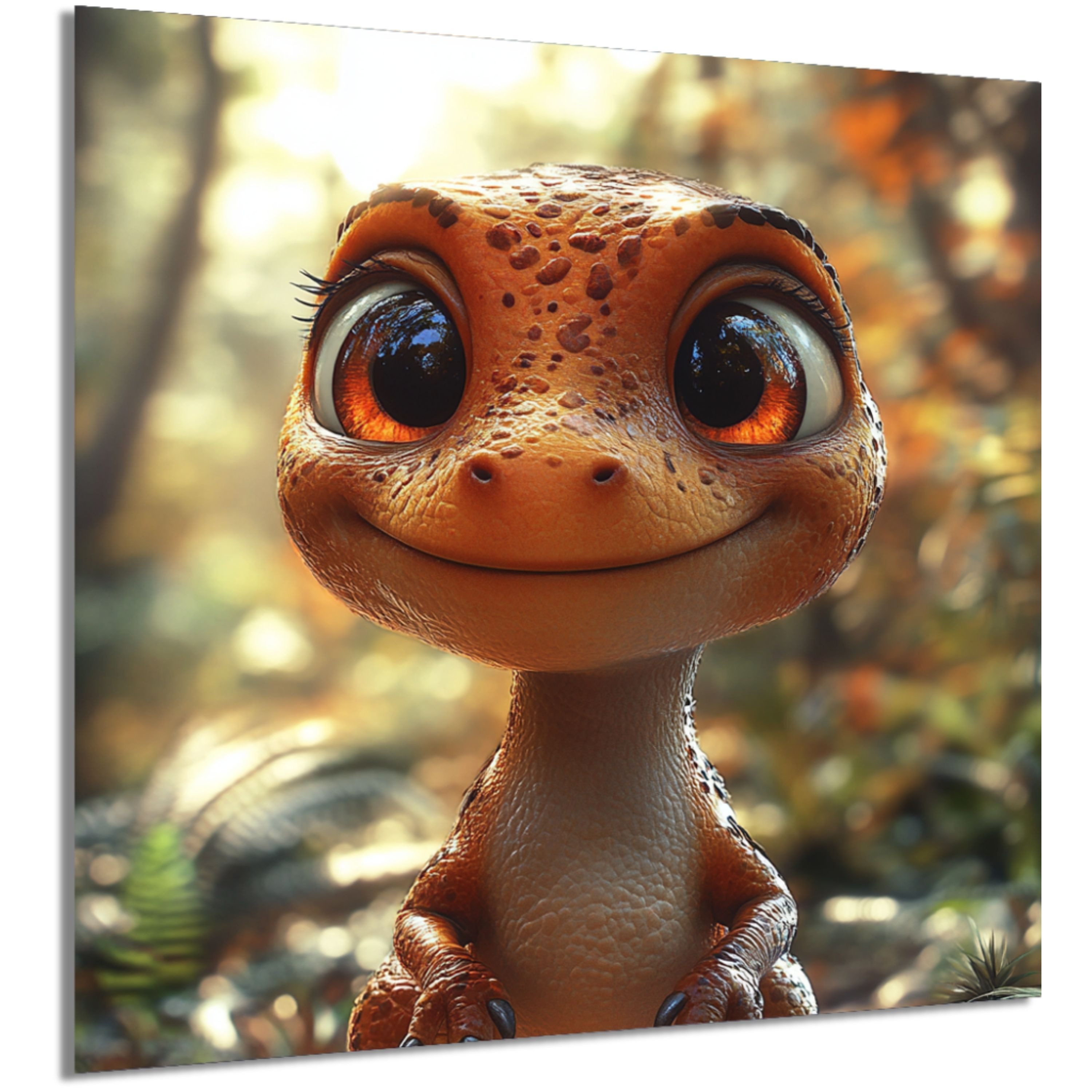 DARO Design Leinwandbild Modern Abstrakt Wandbilder XXL Wandbild Wand Deko Leinwand Bilder, (Dino mit großen Augen - Bild Groß Wohnzimmer Schlafzimmer Küche Esszimmer Einteilig Querformat Fotodruck Leinwände Wanddeko Abstrakte Kunst Boho), 40x40cm