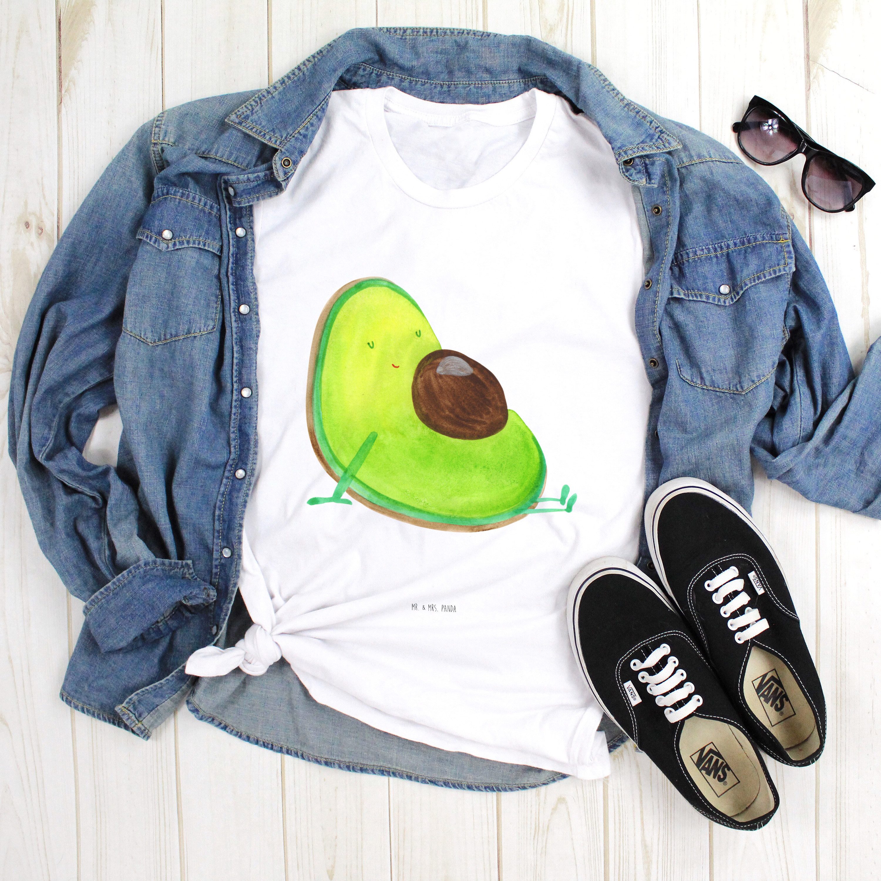 Mr. & Mrs. Panda T-Shirt Avocado Schwangerschaft, Tshirt, Weiß, Schwangerschaft, Lustiges T-Sh (Packung) Wunder Statementshirt Kurzarm T-Shirt
