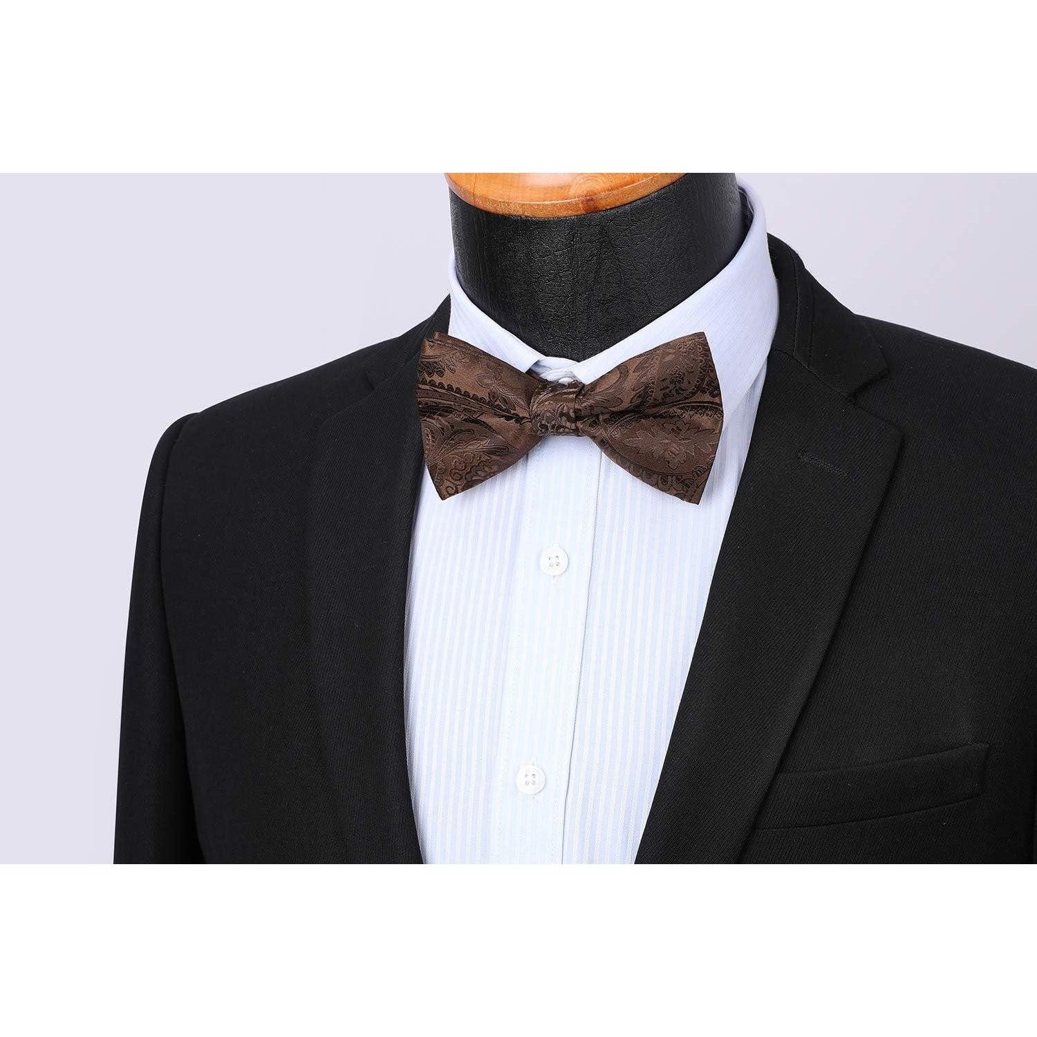 LuxusKollektion Fliege Fliege Einstecktuch Herren Smoking Hochzeit Party J Braun 2 – Bild 4 von 5