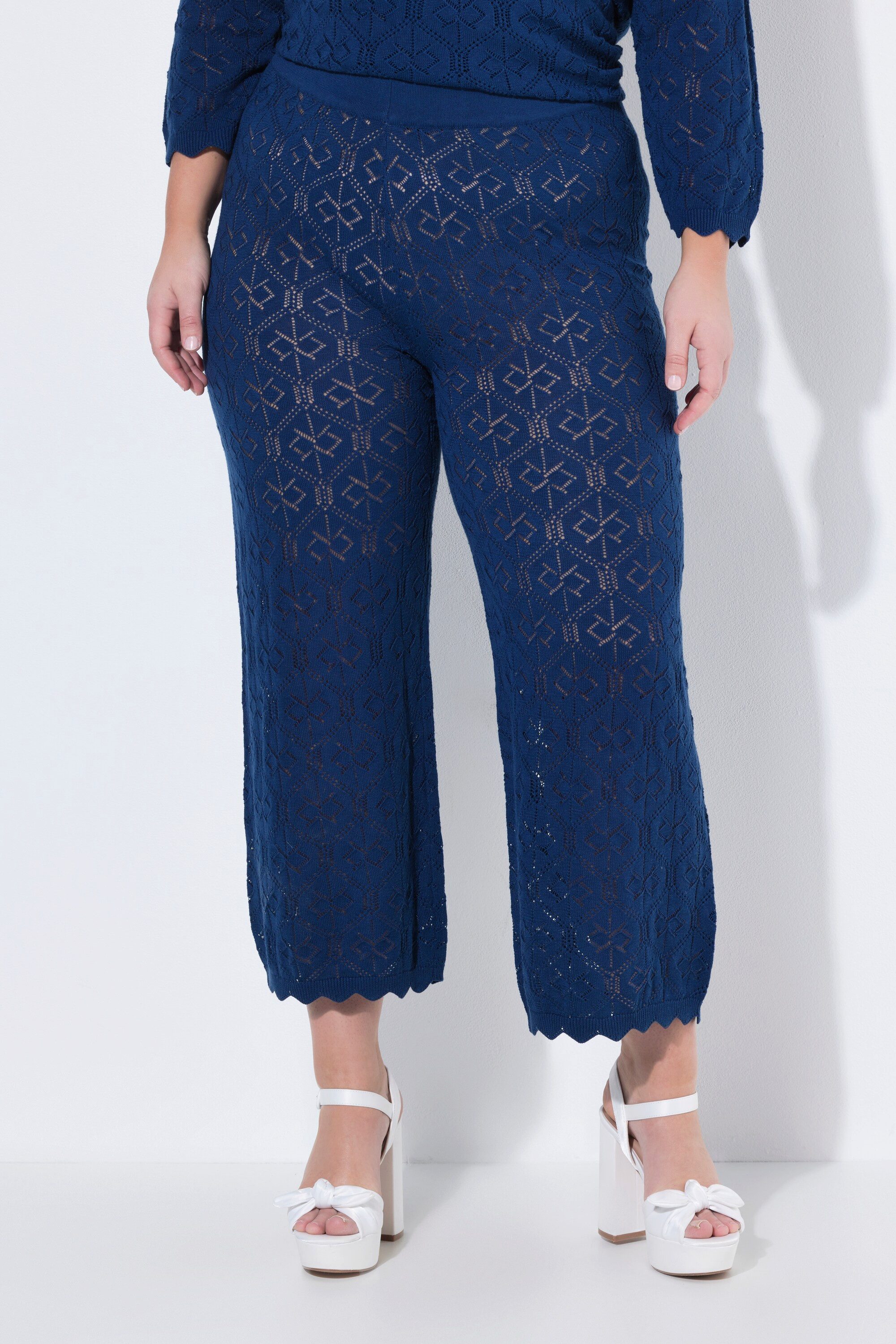 MIAMODA 7/8-Hose Culotte weites gerades Bein Ajour-Strick