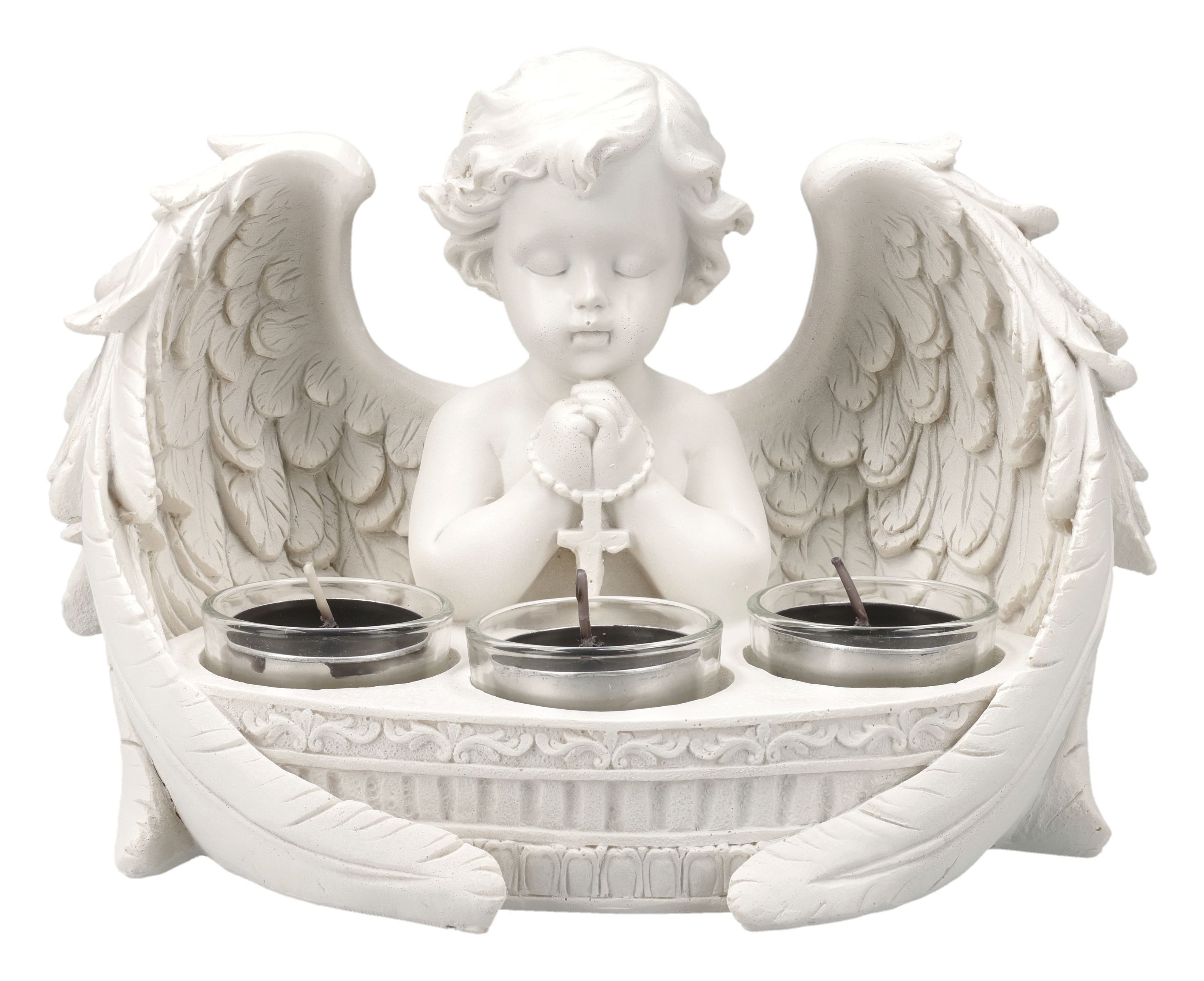Figuren Shop GmbH Teelichthalter Engel Teelichthalter – Betender Engel Statue Deko 14 cm Dekoration