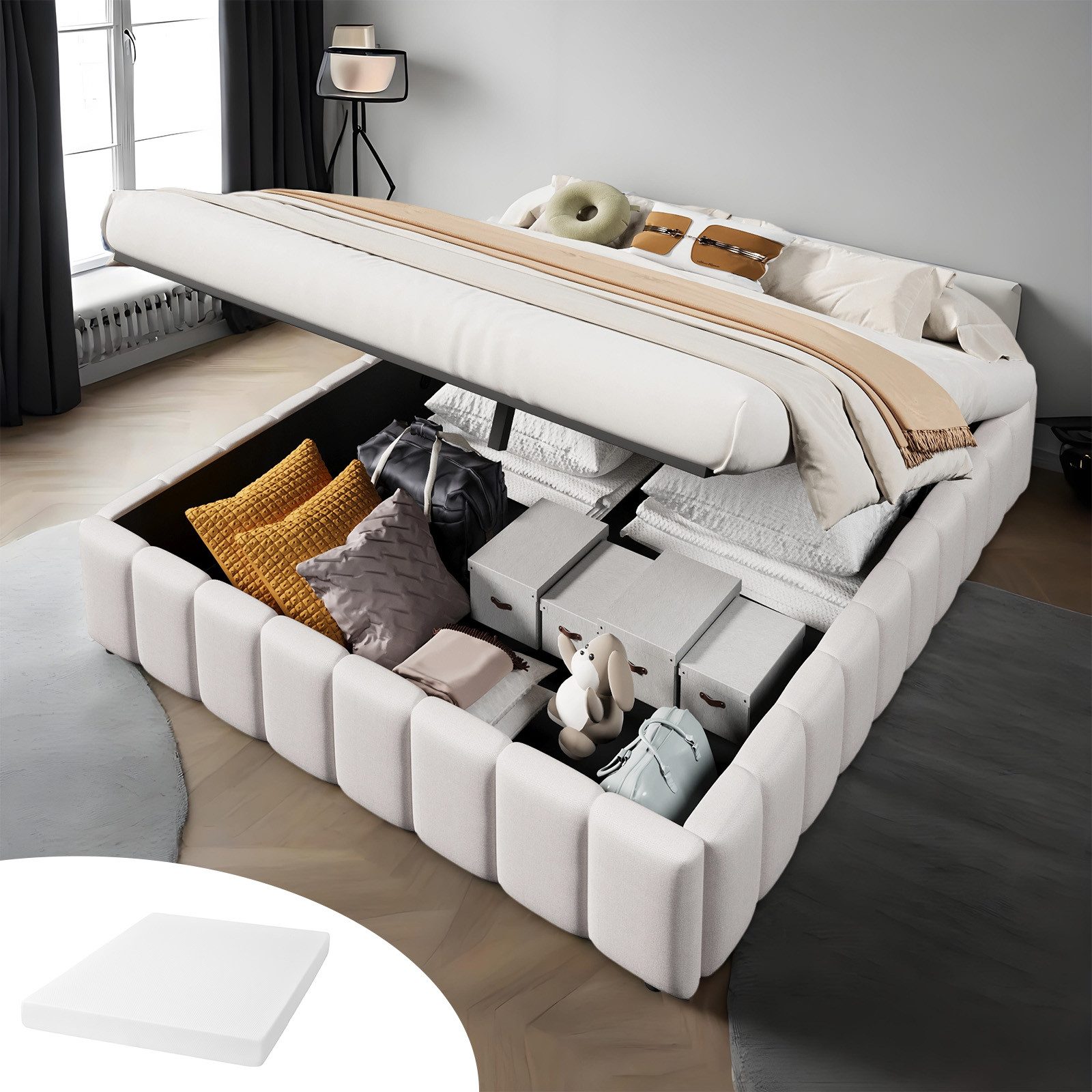 OKWISH Polsterbett Funktionsbett,Kinderbett,Jugendbett,Gästebett (Polsterbe günstig online kaufen