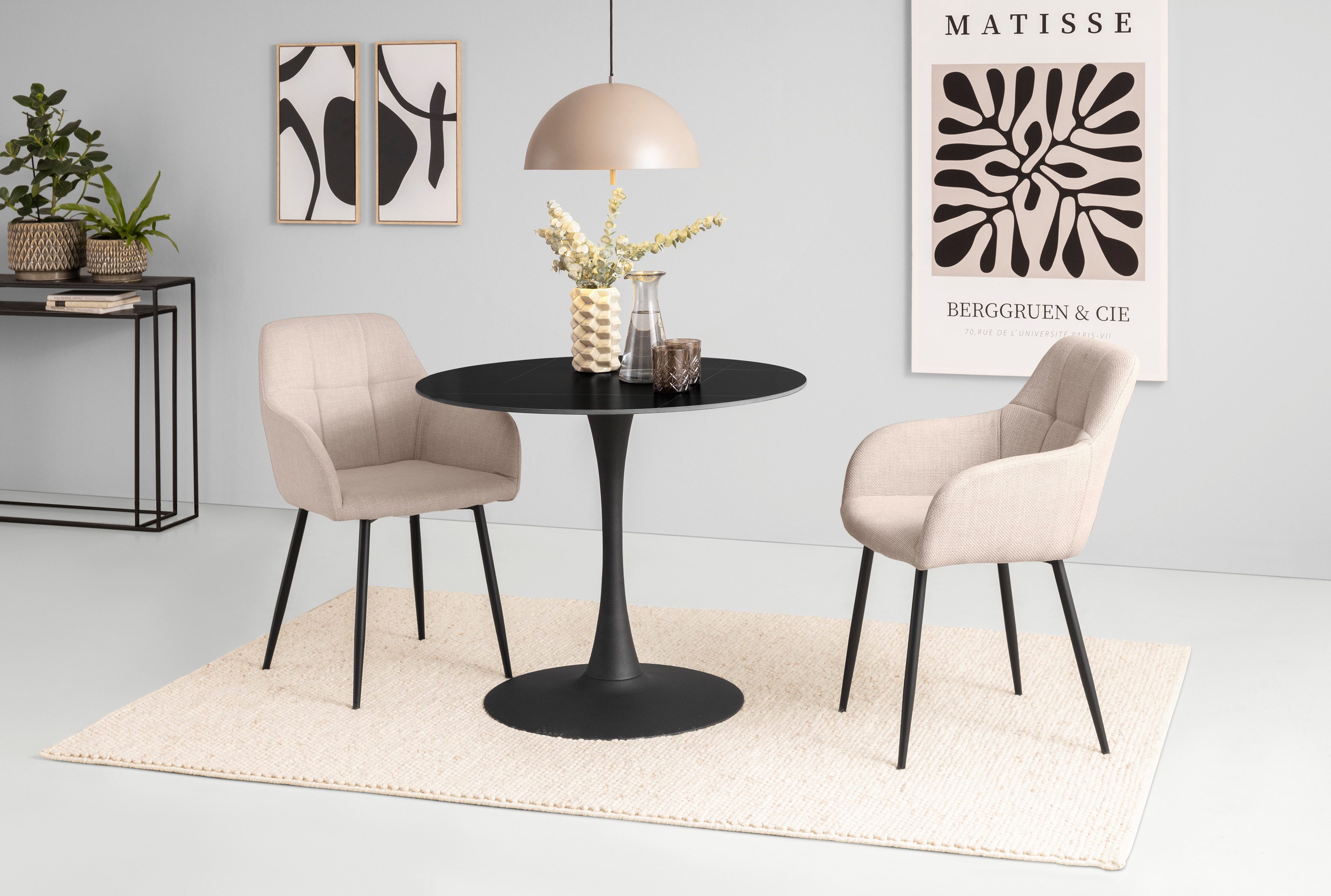 HELA Essgruppe "MOSEL" 3 Stk. tlg. Tisch 90x75 cm, Platte rund, gesinterter günstig online kaufen