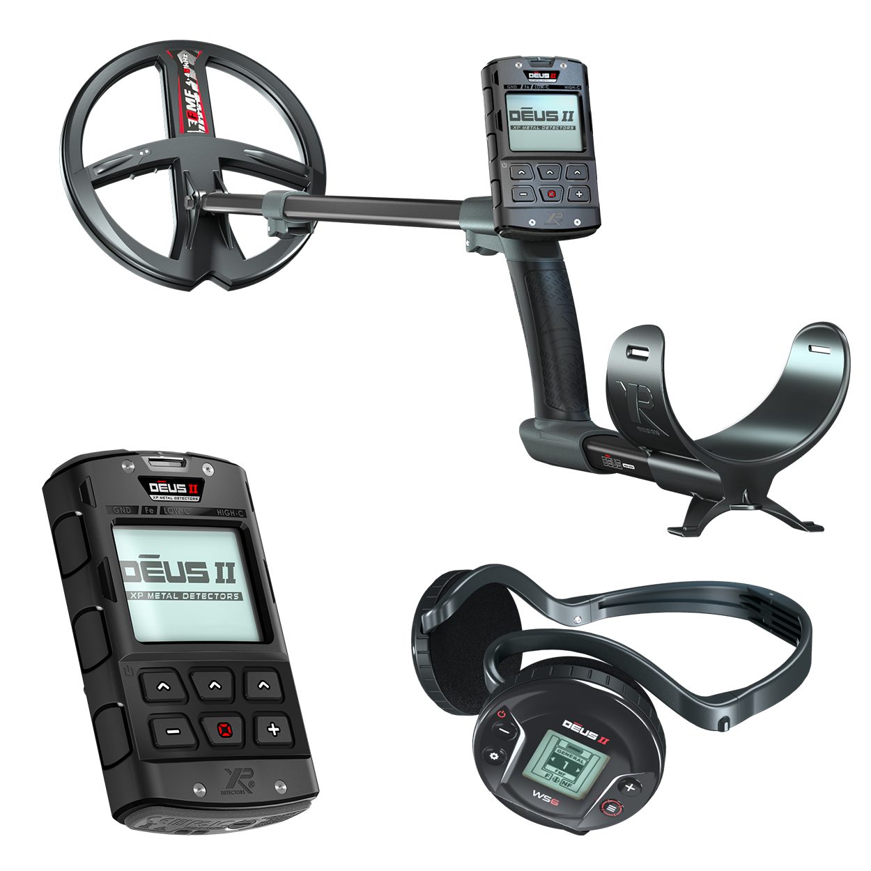 XP Metal Detectors Metalldetektor DEUS 2 II 22 FMF RC WS6 Komplettset, präzise 22 cm Suchspule, WS6 Funkkopfhörer mit Display