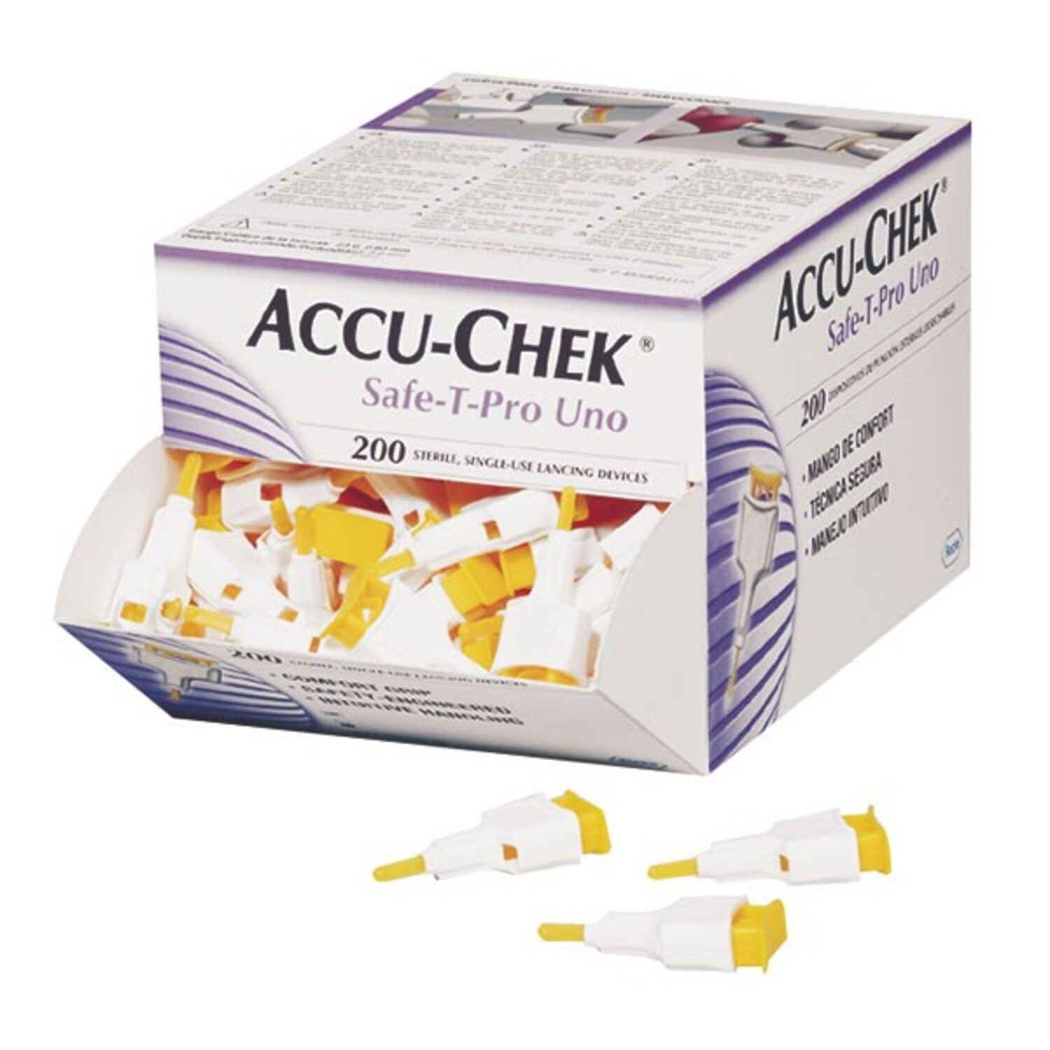 Roche Stechhilfe Accu-Chek Safe-T-Pro Uno, Spar-Set, Stechhilfe für Diabetiker, hygienische und schmerzfreie Blutentnahme, (200 St), sterile Einmal-Stechhilfe für Blutzuckermessung