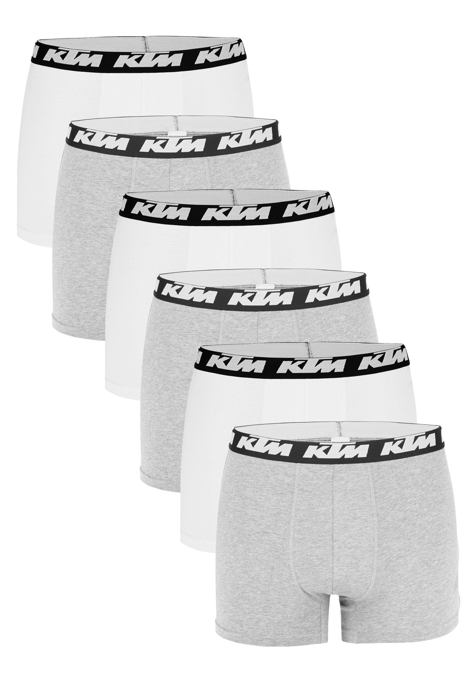 KTM Boxershorts Pack X2 Boxer Man Cotton 6P (Set, 6-St., 6er-Pack) Light Grey / White