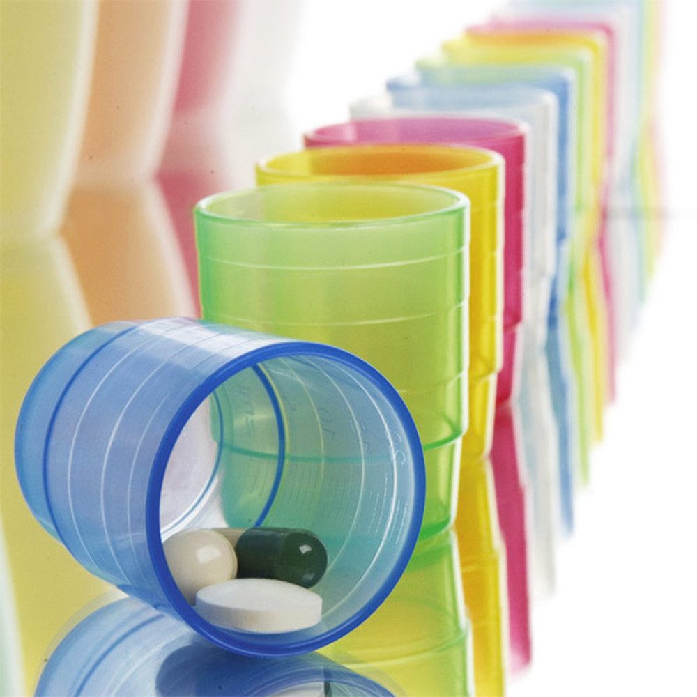 Ornamin Pillendose Einnahmebecher, Medikamentenbecher, Deckel, Spülkorb günstig online kaufen