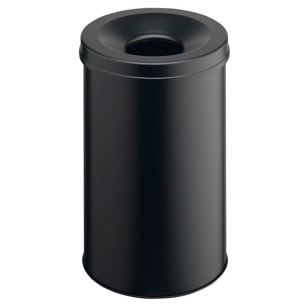 DURABLE Mülleimer 1 Papierkorb SAFE mit Flammenlöschkopf 30l - schwarz, Flachdeckel mit Einwurföffnung