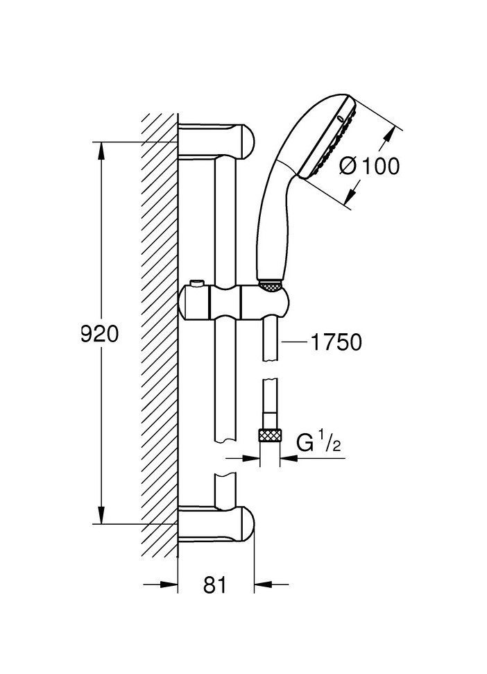 Grohe Duschsystem Tempesta 100, Höhe 76 cm