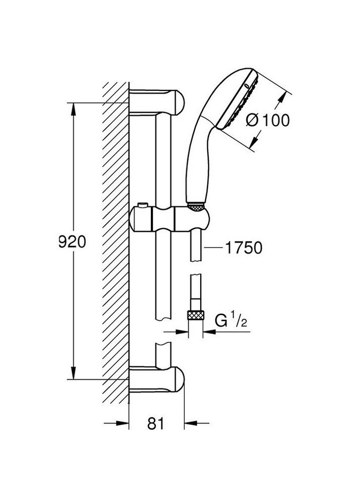 Thumbnail - Grohe Duschsystem Tempesta 100, Höhe 76 cm
