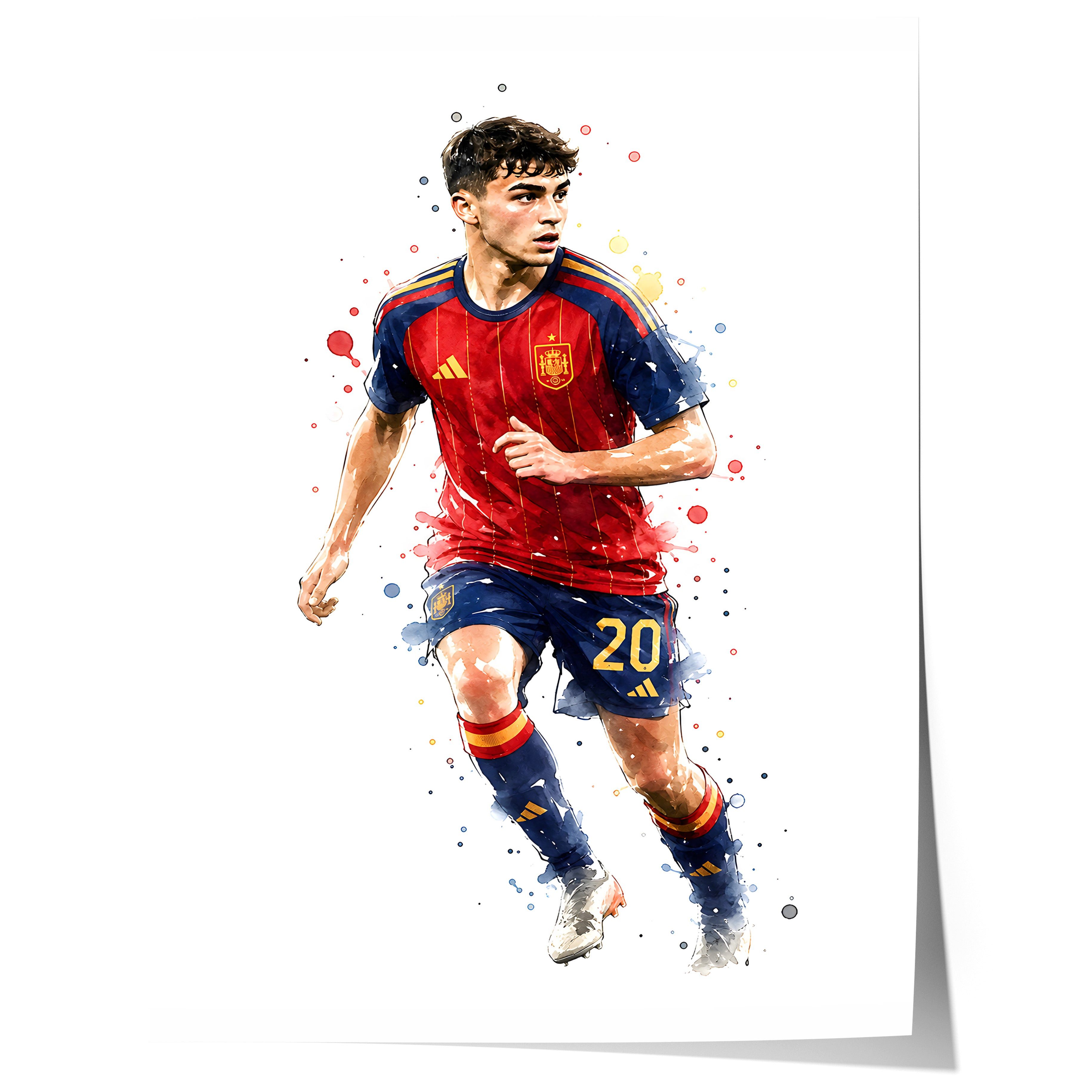 JUSTGOODMOOD Poster Spanien Fussball Geschenkidee Aquarell Sport Wandbild Deko Print ohne, (1 St)