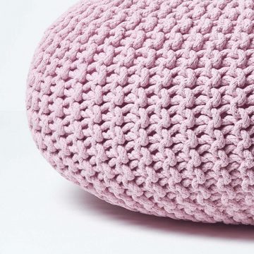 Homescapes Pouf Großer Strickpouf 100% Baumwolle, rosa