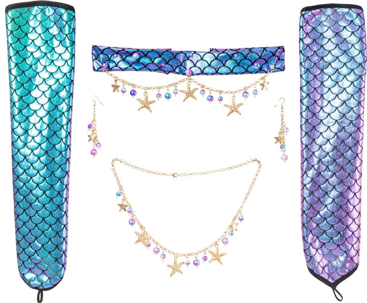Orlob Kostüm Meerjungfrau 4-teilig Handschuhe Ohrringe Halskette Kopfband günstig online kaufen