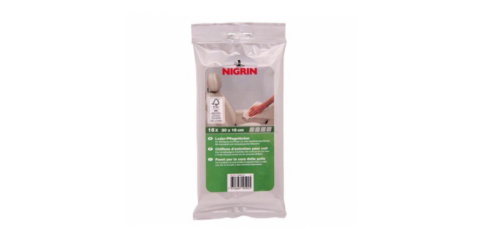 NIGRIN Auto Leder für Pflegetücher Pflege Reinigungstücher Auto (Lederreiniger,Universell,Basislack) 32x Feuchttücher