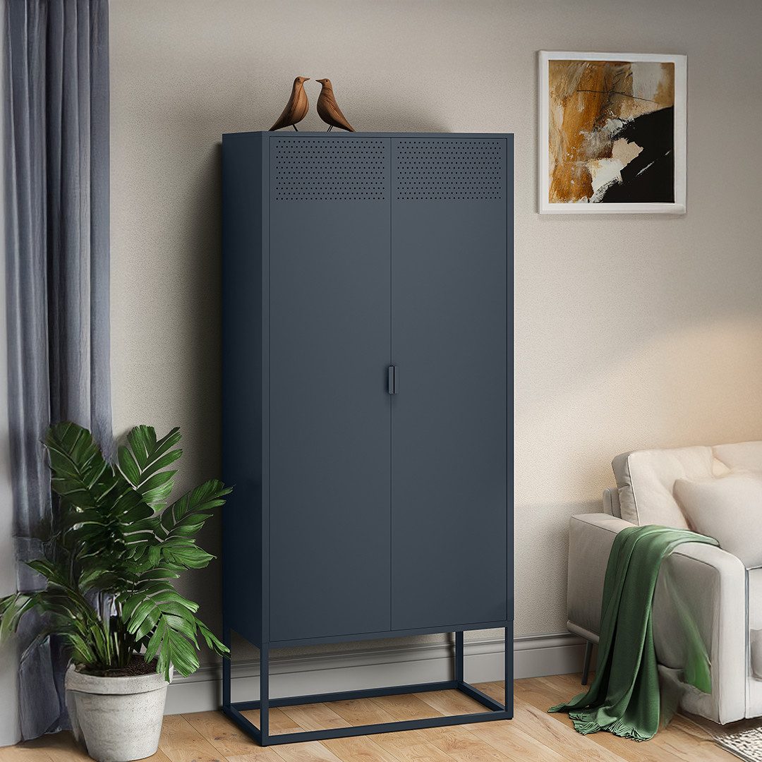 skølm Kommode Izar aus Metall (Anthrazit), Highboard mit Doppeltür & höhenverstellbare Einlegeböden