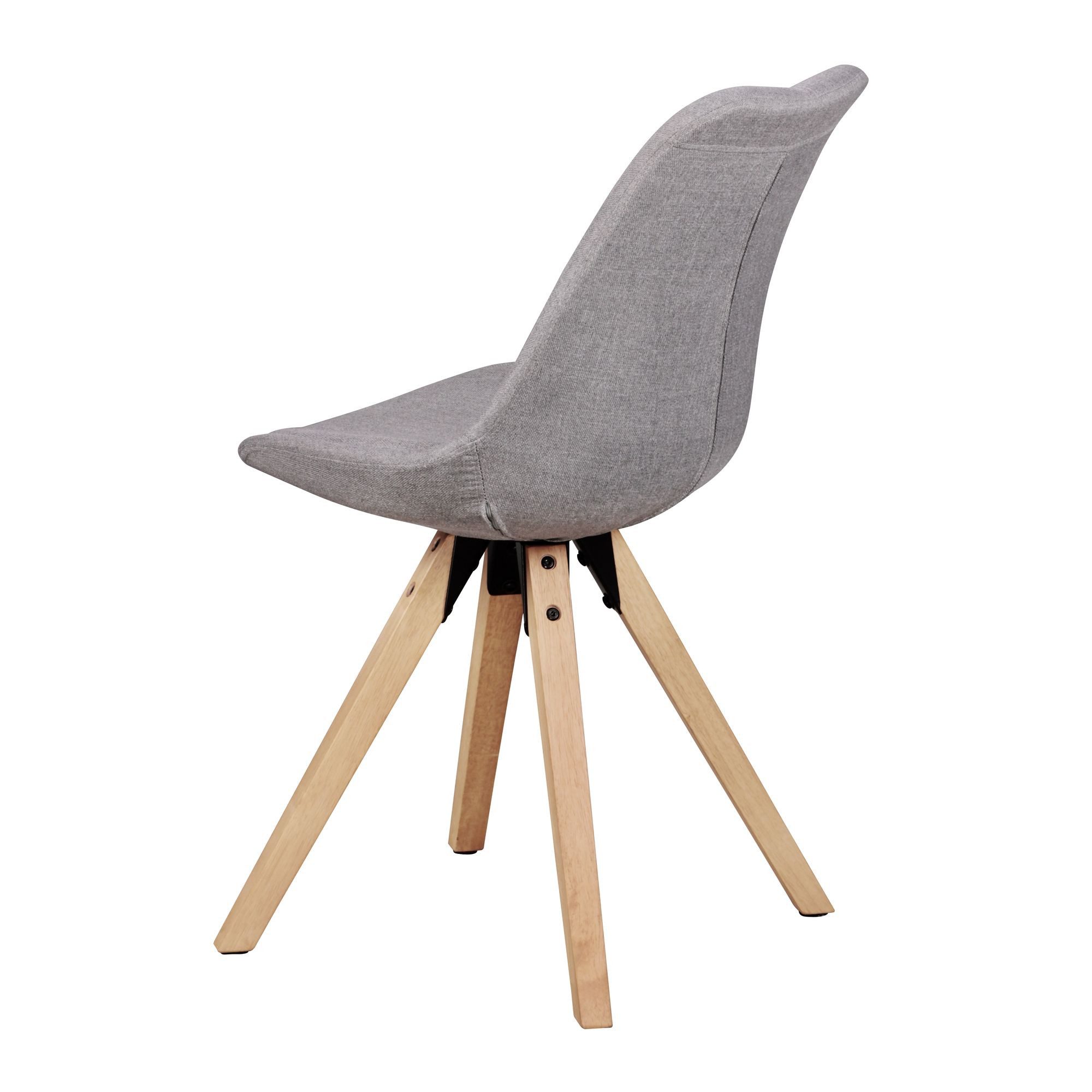 Wohnling 4-Fußstuhl 2er Set Esszimmerstühle LIMA Retro Küchenstühle Stoff Grau Esszimmerst (Grau Stoff Skandinavisch, Esszimmerstuhl 2er Set), Polsterstuhl Rückenlehne, Küchenstuhl Gepolstert