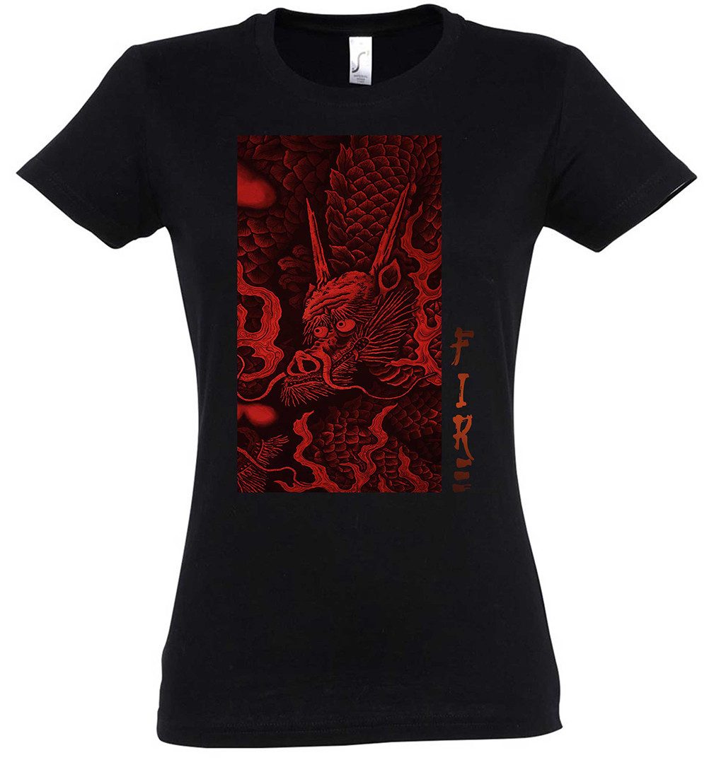Urban Backwoods Print-Shirt Japanese Dragon II Damen T-Shirt China Drache Drachen Chinesischer (1-tlg) Tattoo Art Japan japanisch