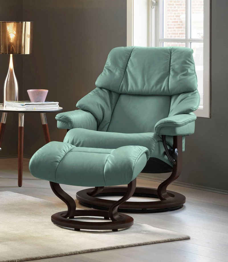 Stressless® Relaxsessel Reno (Set, Relaxsessel mit Hocker), mit Hocker, mit Classic Base, Größe S, M & L, Gestell Braun