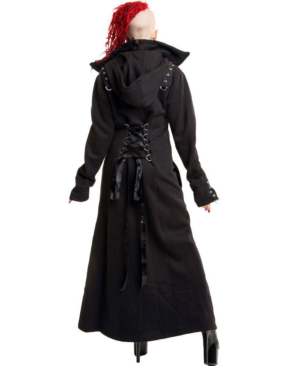 Poizen Industries Wintermantel Raven Maxi Coat Fleece Gothic Schnürung Flee günstig online kaufen
