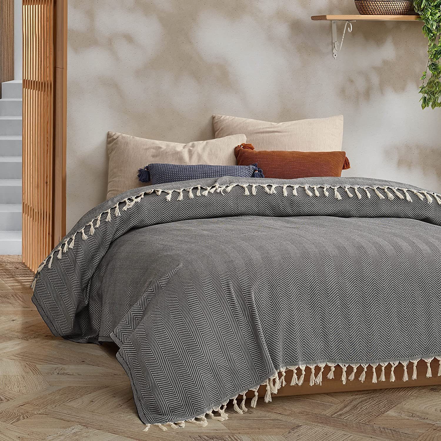 BOHORIA Tagesdecke BOHORIA® Premium Tagesdecke XXL Tulum, 100% Baumwolle, 200 x 230 cm, Kann für Bett, Sofa, Stuhl, Outdoor und Indoor genutzt werden.